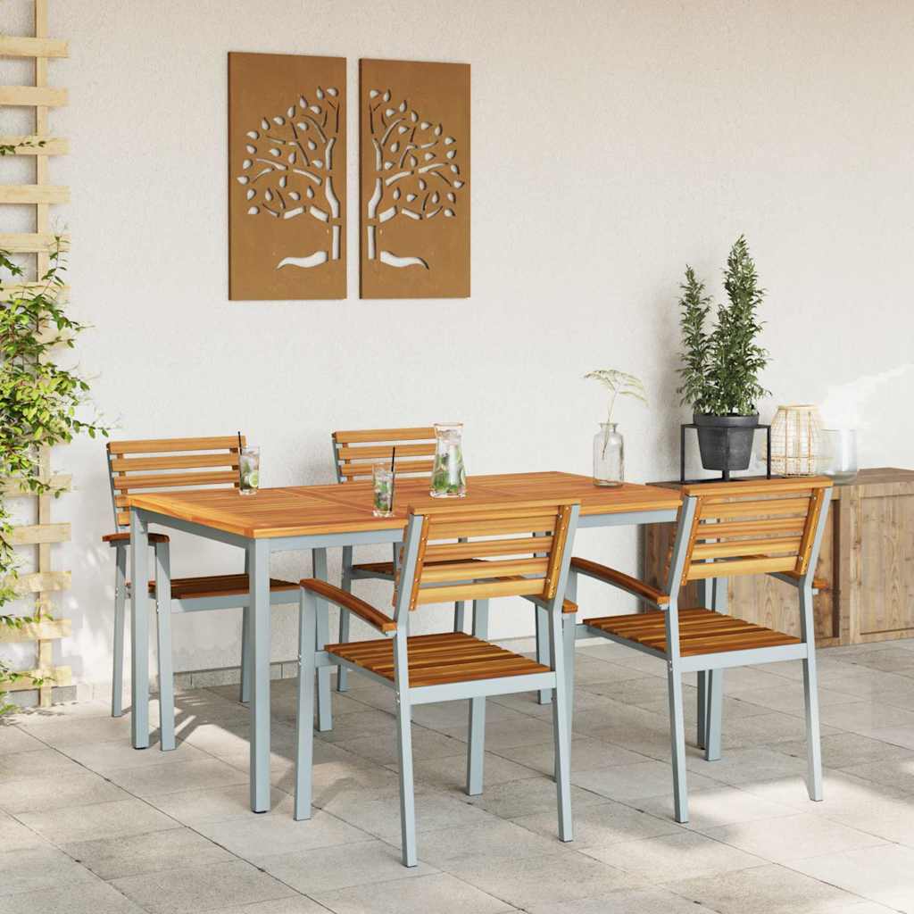 Garten Essgruppe 5 pcs Grau Massivholz Akazie