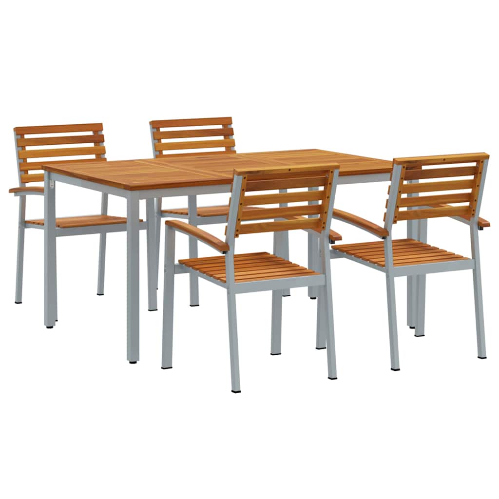 Garten Essgruppe 5 pcs Grau Massivholz Akazie