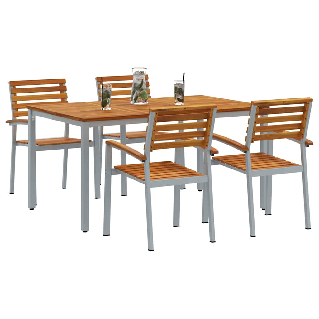 Garten Essgruppe 5 pcs Grau Massivholz Akazie