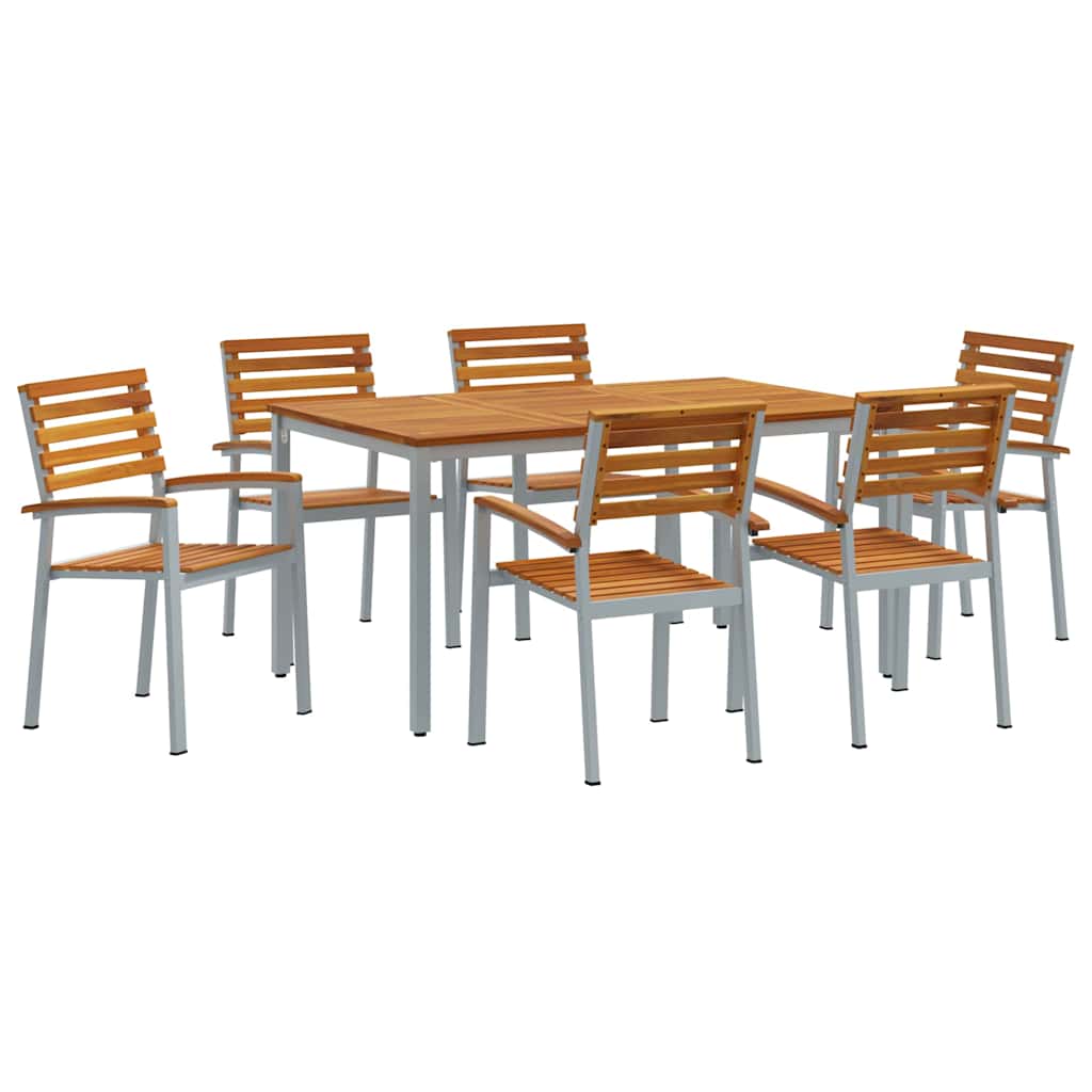 Garten Essgruppe 7 pcs Grau Massivholz Akazie
