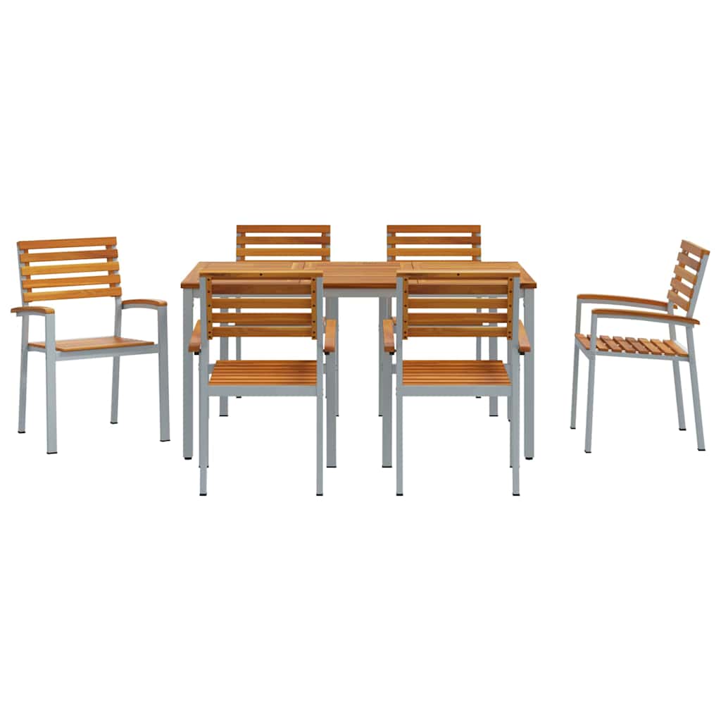Garten Essgruppe 7 pcs Grau Massivholz Akazie