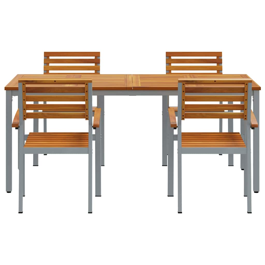 Garten Essgruppe 5 pcs Grau Massivholz Akazie