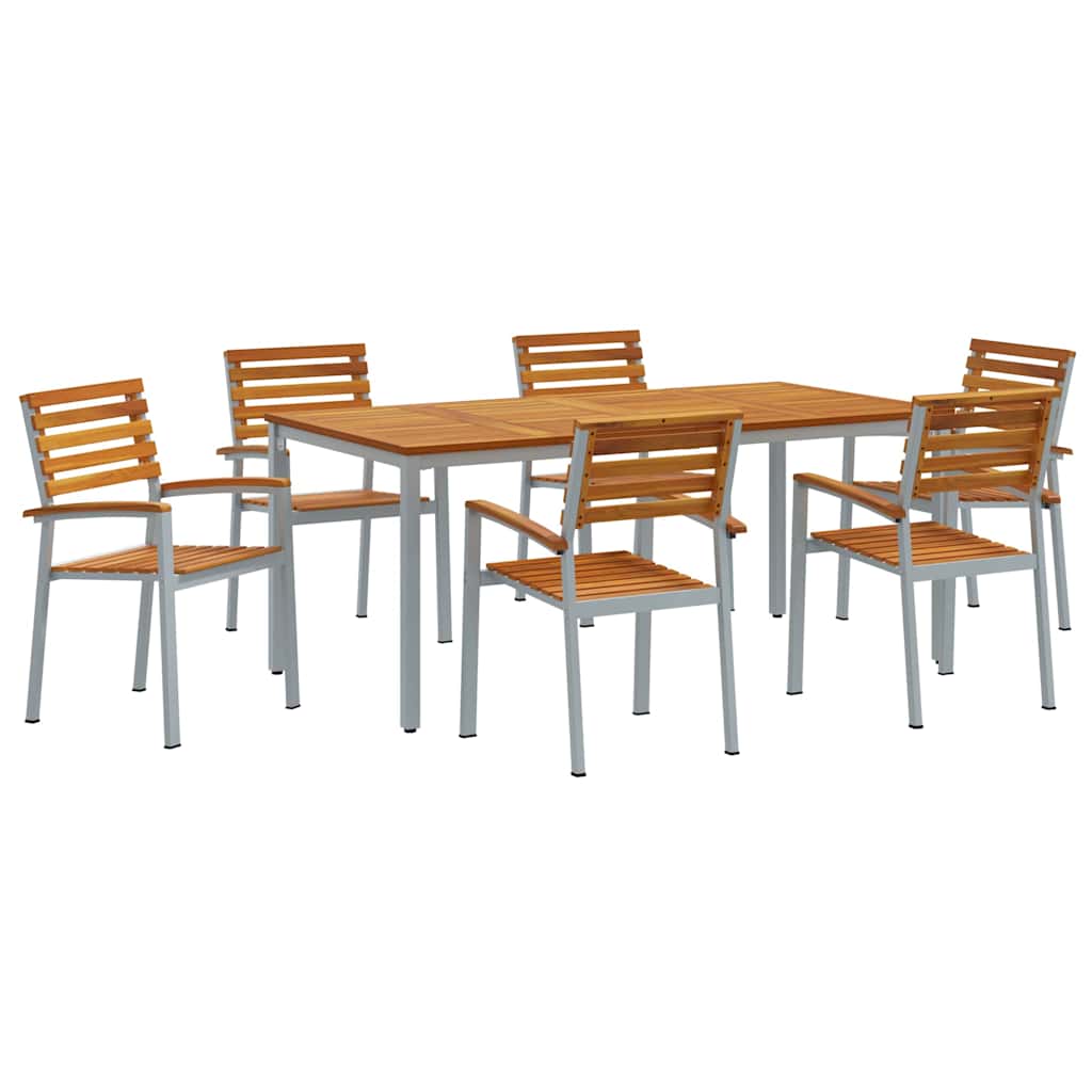 Garten Essgruppe 7 pcs Grau Massivholz Akazie