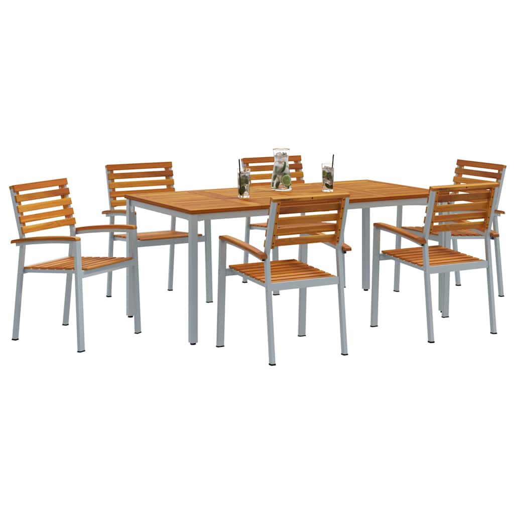 Garten Essgruppe 7 pcs Grau Massivholz Akazie