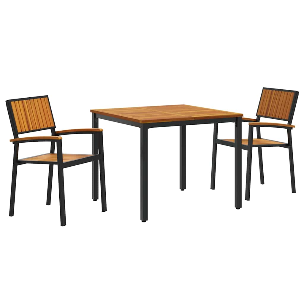Garten Essgruppe 3 pcs Schwarz Massivholz Akazie