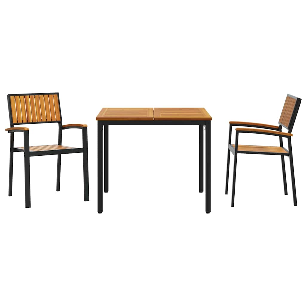 Garten Essgruppe 3 pcs Schwarz Massivholz Akazie
