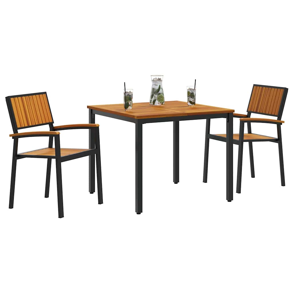 Garten Essgruppe 3 pcs Schwarz Massivholz Akazie