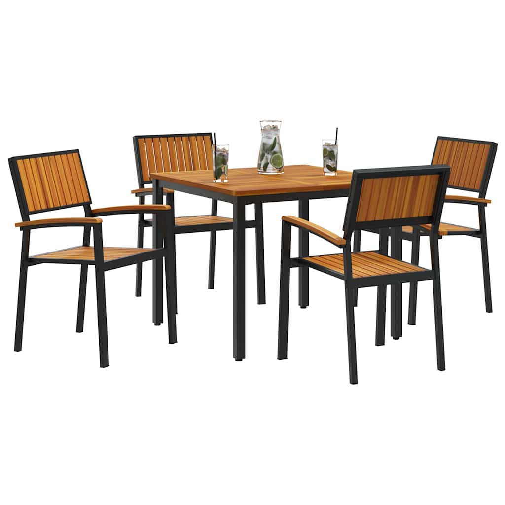 Garten Essgruppe 5 pcs Schwarz Massivholz Akazie
