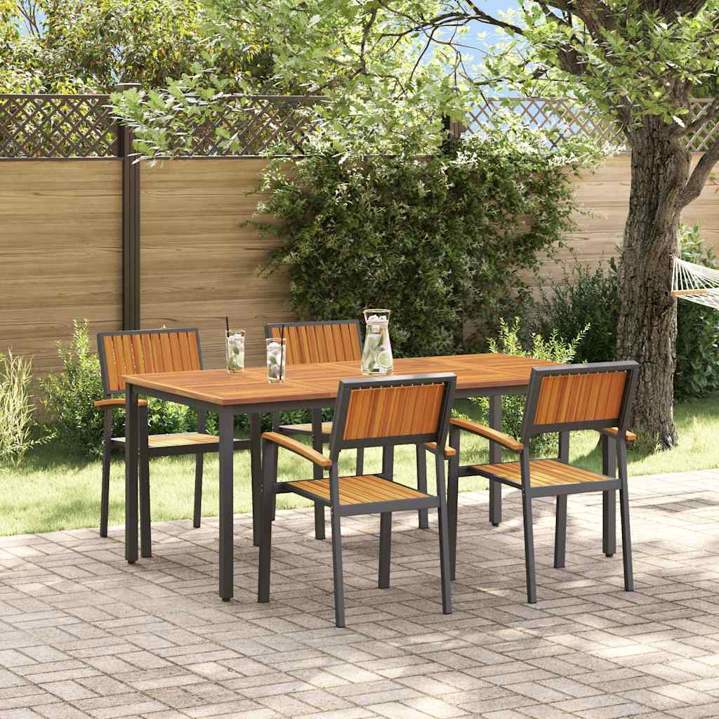 Garten Essgruppe 5 pcs Schwarz Massivholz Akazie
