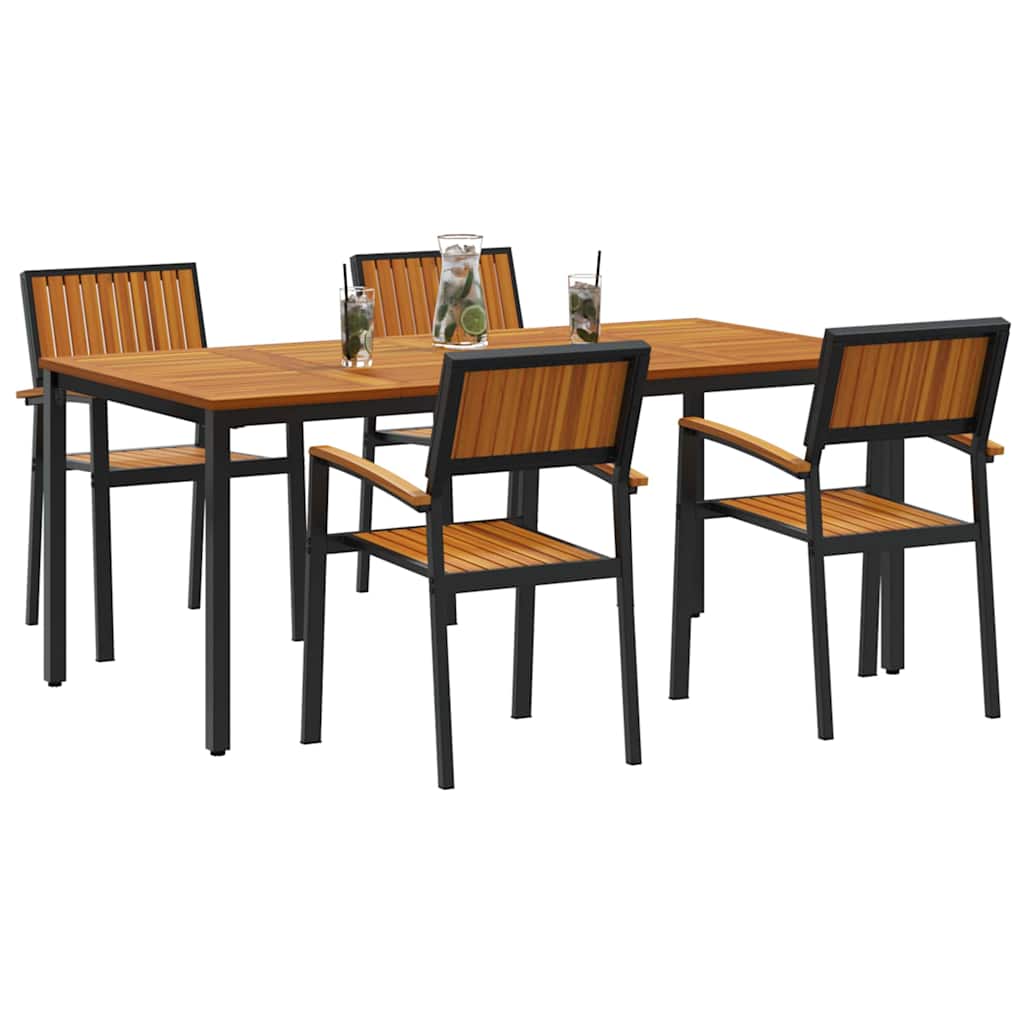 Garten Essgruppe 5 pcs Schwarz Massivholz Akazie