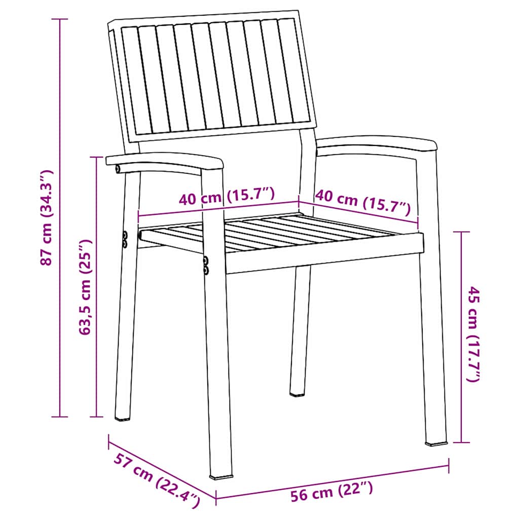 Garten Essgruppe 5 pcs Schwarz Massivholz Akazie