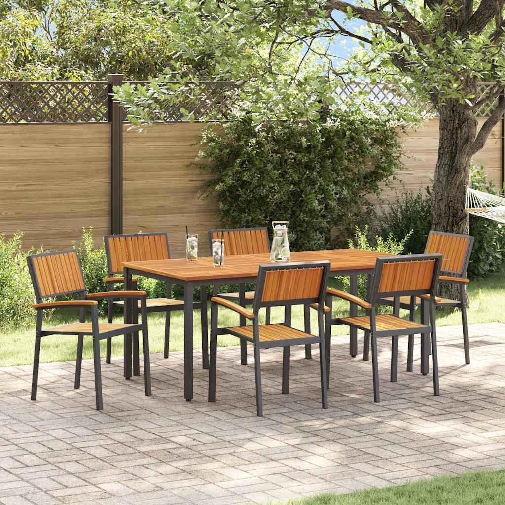 Garten Essgruppe 7 pcs Schwarz Massivholz Akazie
