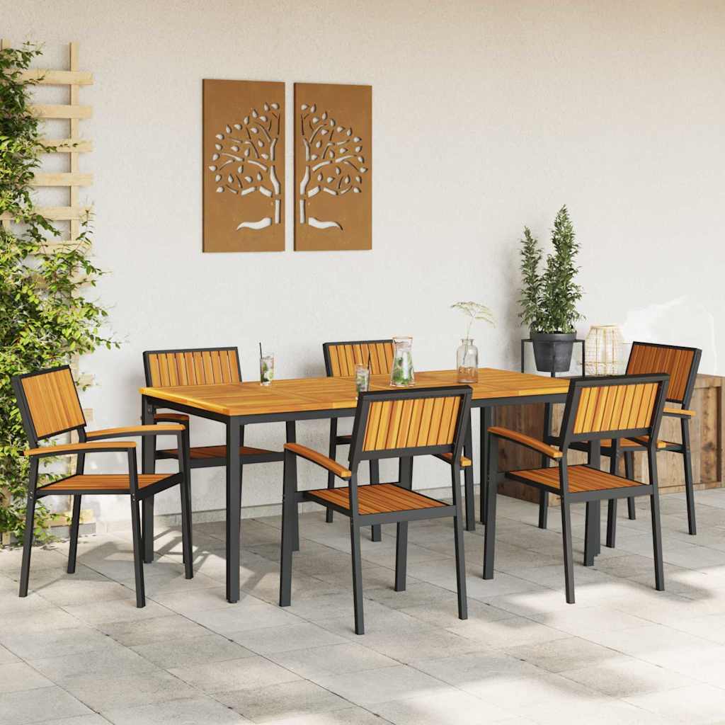 Garten Essgruppe 7 pcs Schwarz Massivholz Akazie