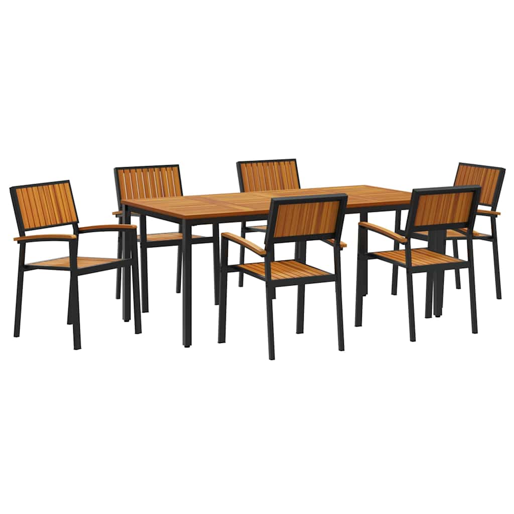 Garten Essgruppe 7 pcs Schwarz Massivholz Akazie