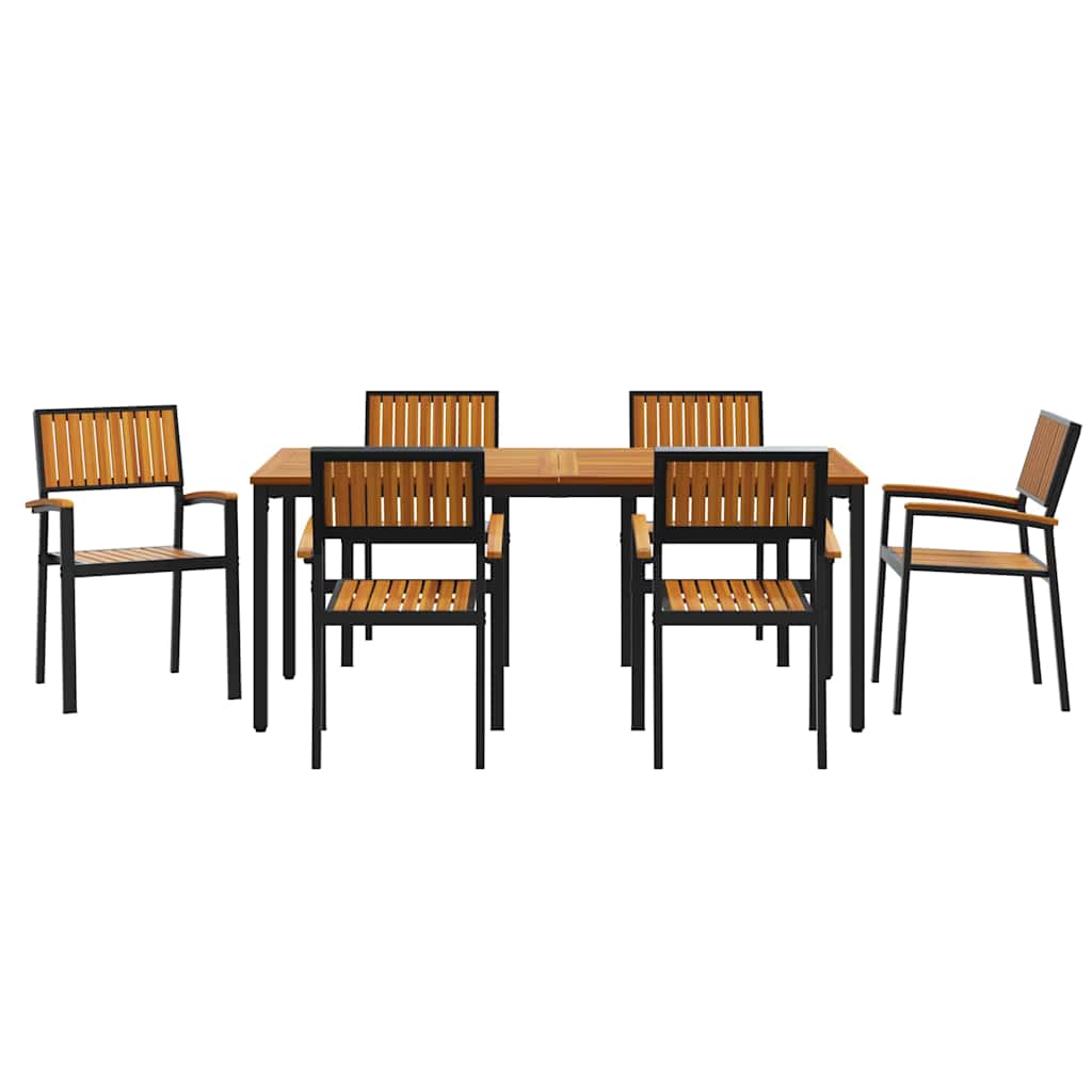 Garten Essgruppe 7 pcs Schwarz Massivholz Akazie