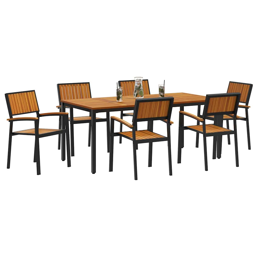 Garten Essgruppe 7 pcs Schwarz Massivholz Akazie