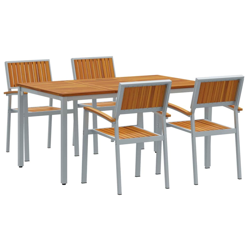 Garten Essgruppe 5 pcs Grau Massivholz Akazie