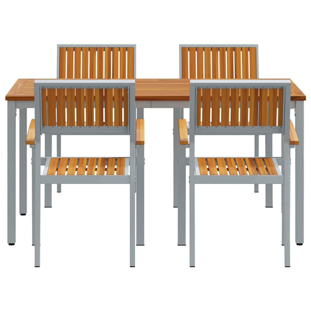 Garten Essgruppe 5 pcs Grau Massivholz Akazie