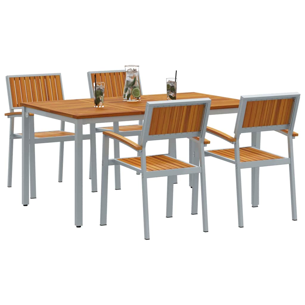 Garten Essgruppe 5 pcs Grau Massivholz Akazie