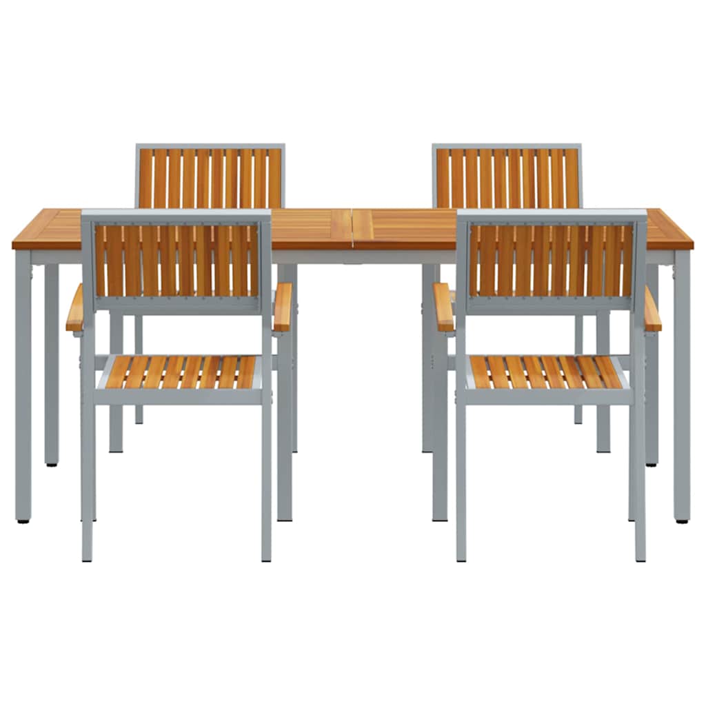 Garten Essgruppe 5 pcs Grau Massivholz Akazie