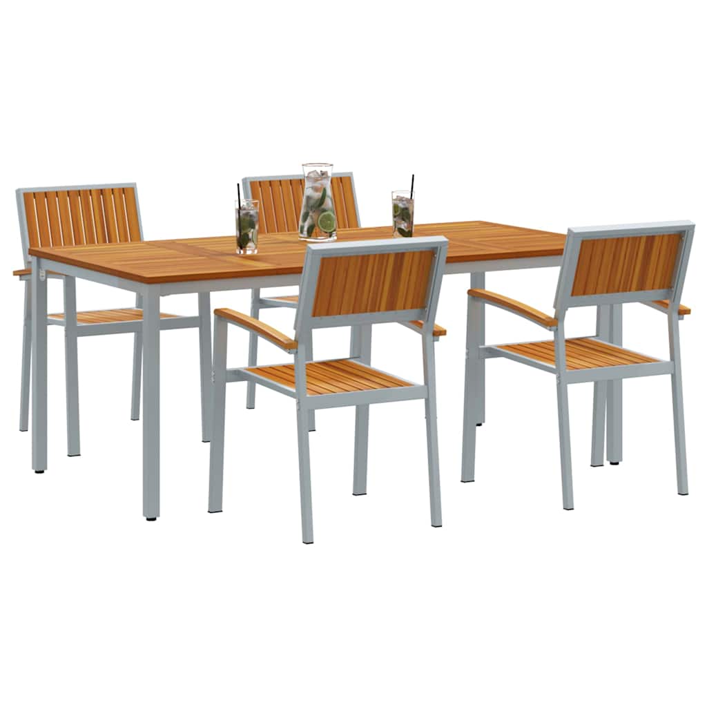 Garten Essgruppe 5 pcs Grau Massivholz Akazie