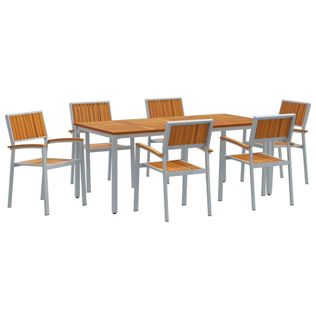Garten Essgruppe 7 pcs Grau Massivholz Akazie