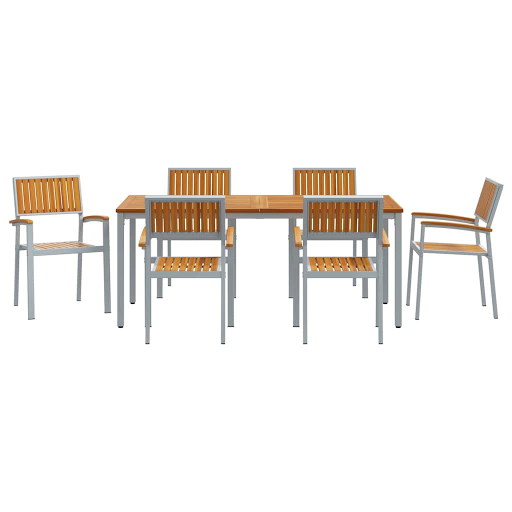Garten Essgruppe 7 pcs Grau Massivholz Akazie