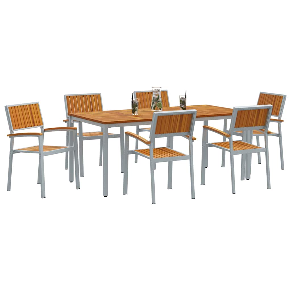 Garten Essgruppe 7 pcs Grau Massivholz Akazie