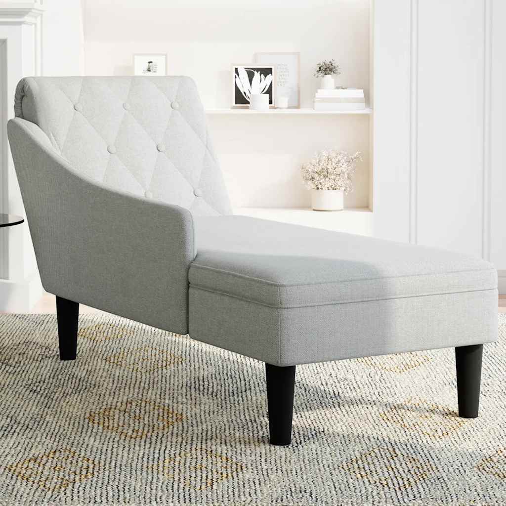 Chaiselongue mit Kissen und Rechter Armlehne Wolkengrau Stoff