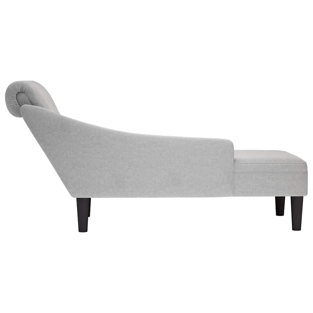 Chaiselongue mit Kissen und Rechter Armlehne Wolkengrau Stoff