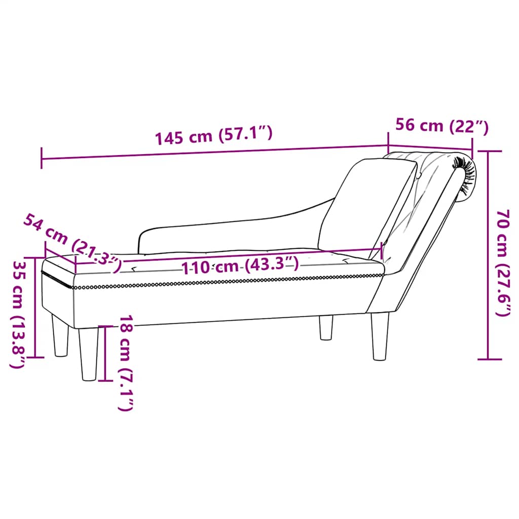 Chaiselongue mit Kissen und Rechter Armlehne Dunkelgrün Samt