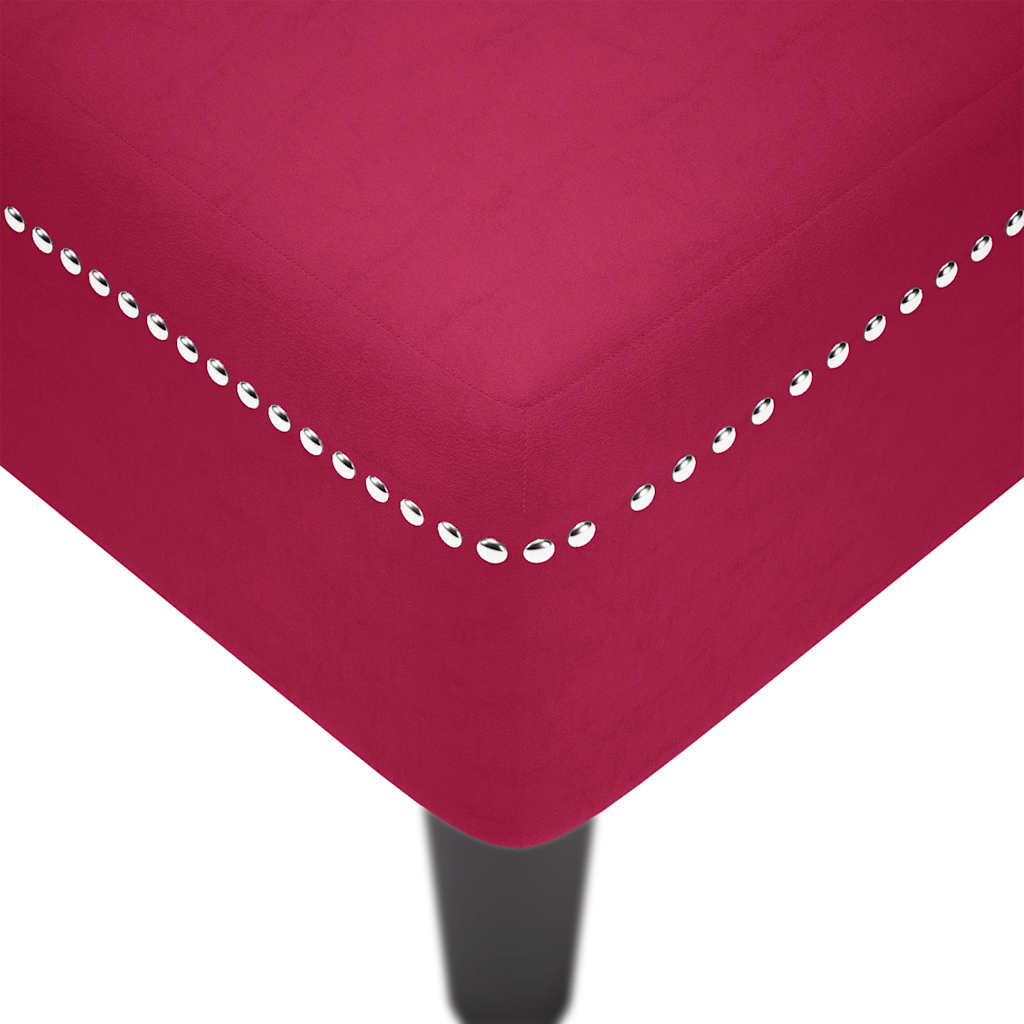 Chaiselongue mit Kissen und Rechter Armlehne Weinrot Samt