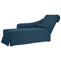 Chaiselongue mit Nackenrolle und Rechter Armlehne Blau Samt