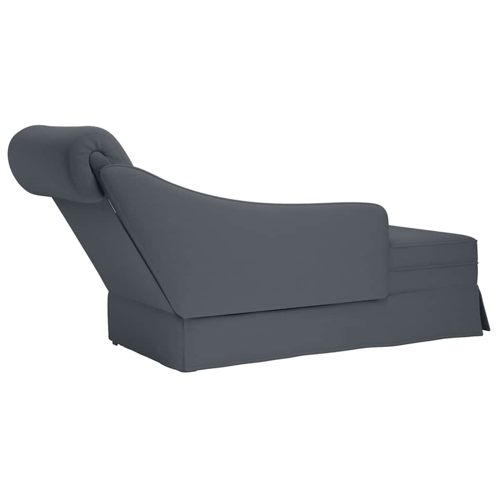 Chaiselongue mit Nackenrolle Rechter Armlehne Dunkelgrau Samt