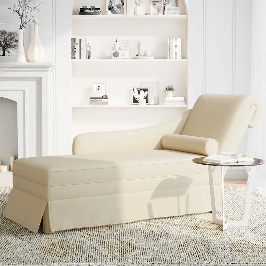 Chaiselongue mit Nackenrolle und Rechter Armlehne Leinen