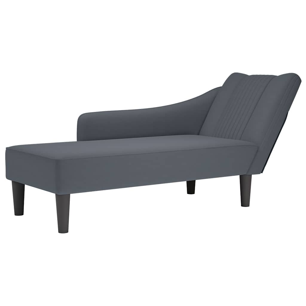 Chaiselongue mit Rechter Armlehne Dunkelgrau Samt