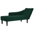 Chaiselongue mit Rechter Armlehne Dunkelgrün Samt