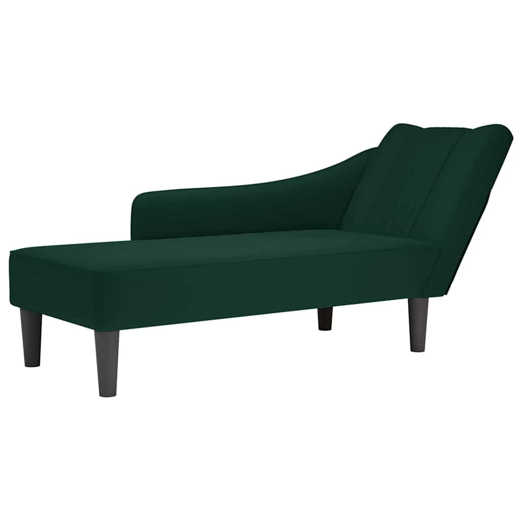 Chaiselongue mit Rechter Armlehne Dunkelgrün Samt