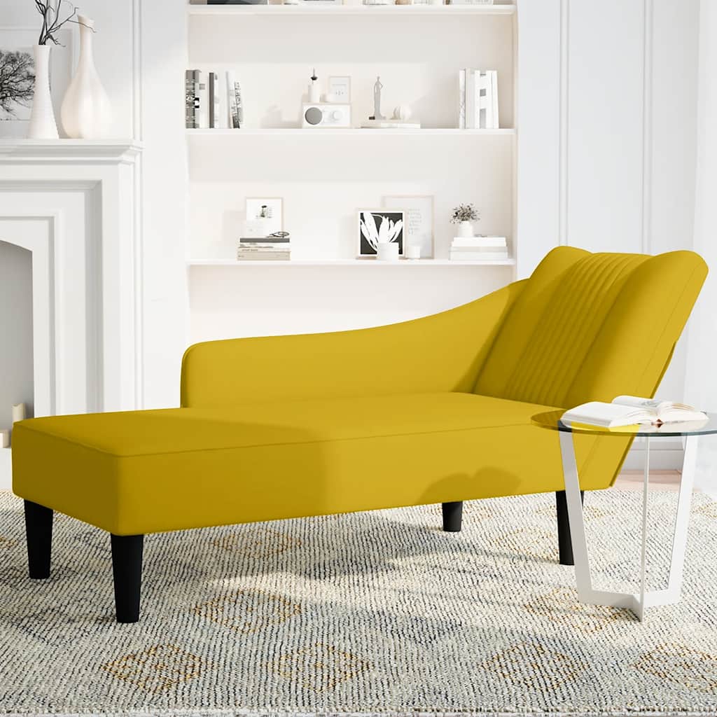 Chaiselongue mit Rechter Armlehne Gelb Samt
