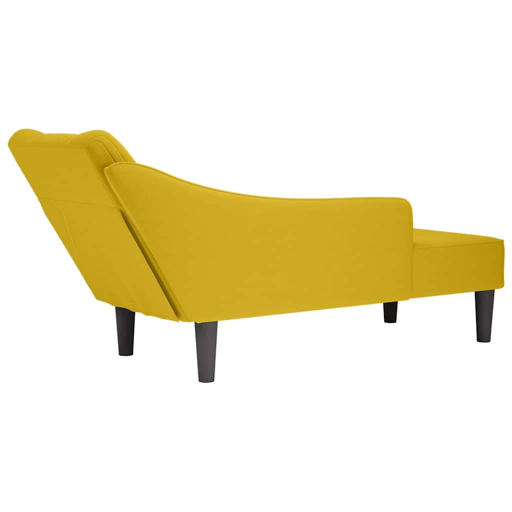 Chaiselongue mit Rechter Armlehne Gelb Samt