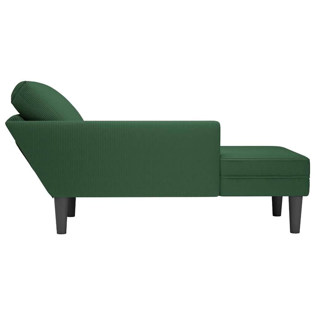 Chaiselongue mit Kissen Dunkelgrün Cordstoff