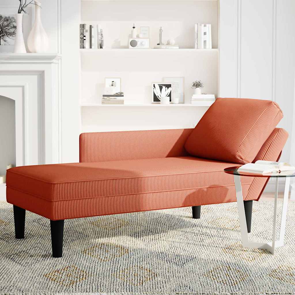 Chaiselongue mit Kissen Rot-orange Cordstoff