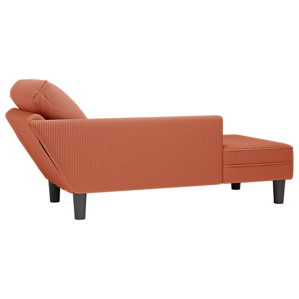 Chaiselongue mit Kissen Rot-orange Cordstoff