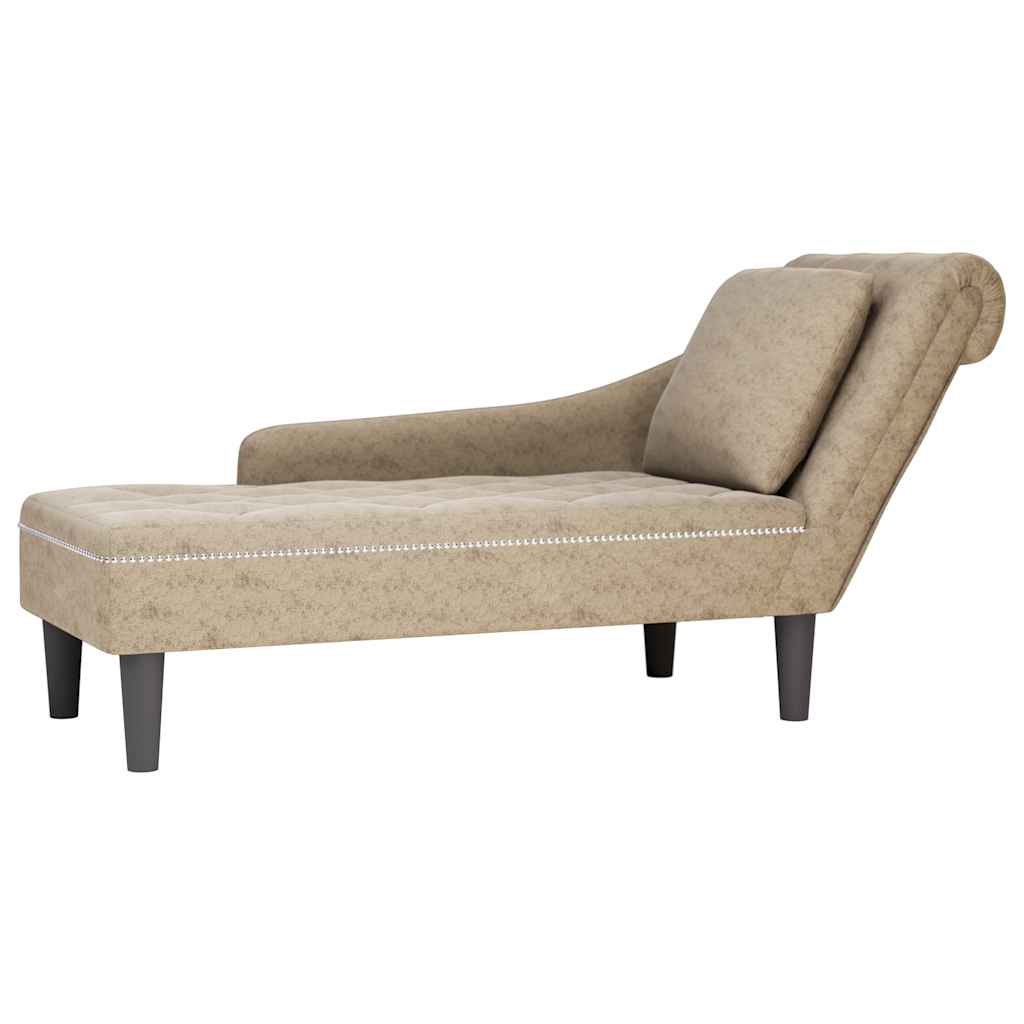 Chaiselongue mit Kissen Rechter Armlehne Hellgrau Kunstleder