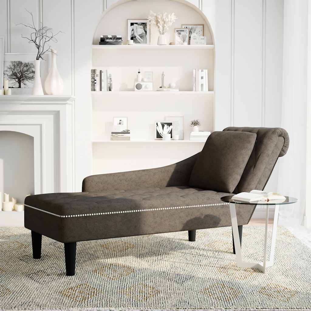 Chaiselongue mit Kissen & Rechter Armlehne Grau Kunstleder