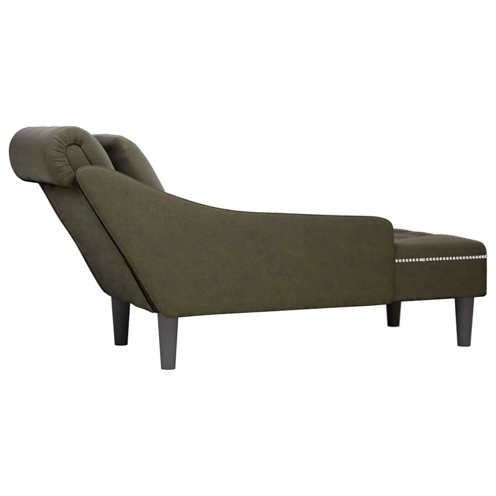 Chaiselongue mit Kissen & Rechter Armlehne Armeegrün Kunstleder
