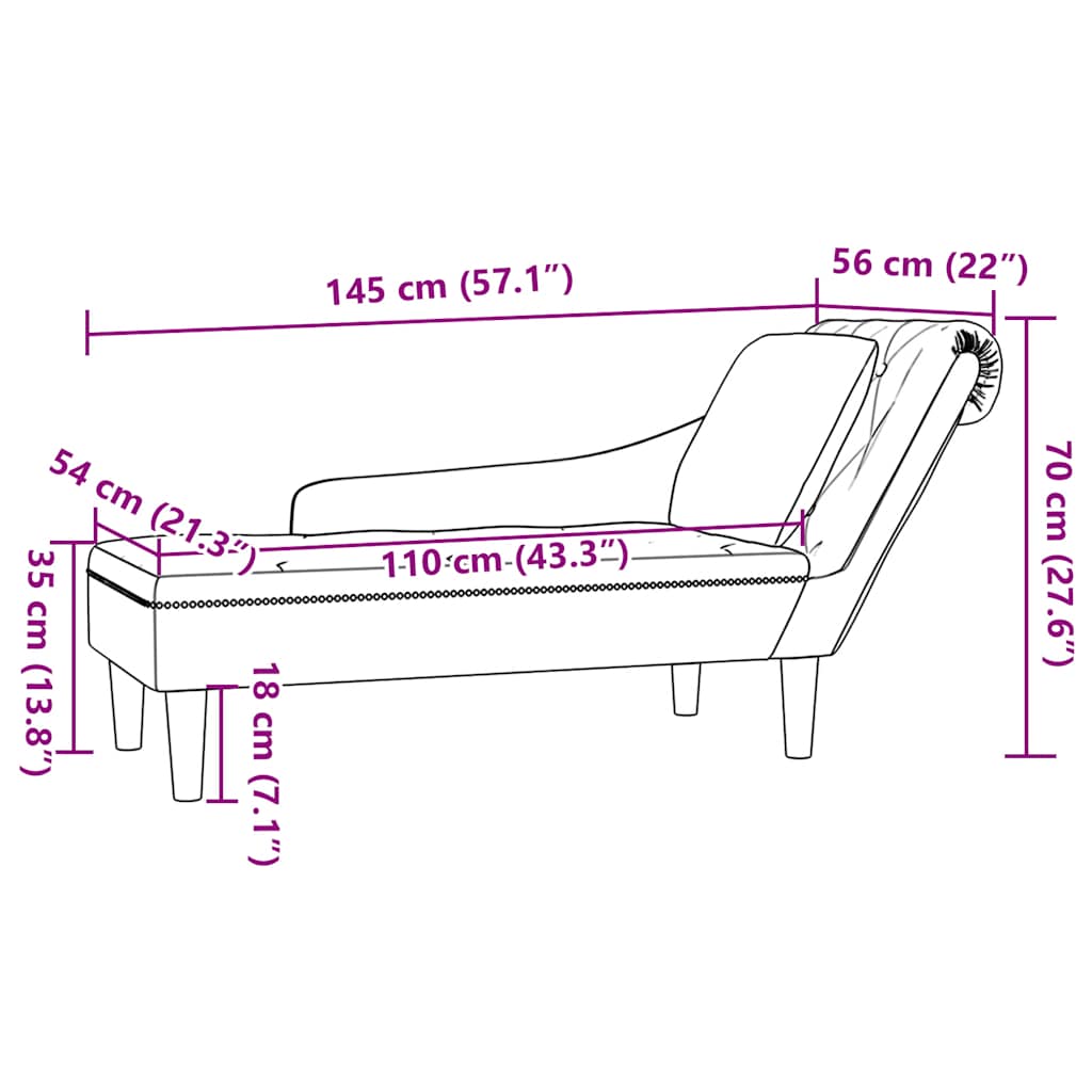 Chaiselongue mit Kissen & Rechter Armlehne Armeegrün Kunstleder