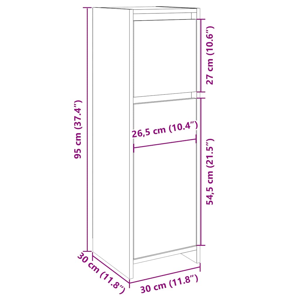 Badezimmerschrank Sonoma-Eiche 30x30x95 cm Holzwerkstoff