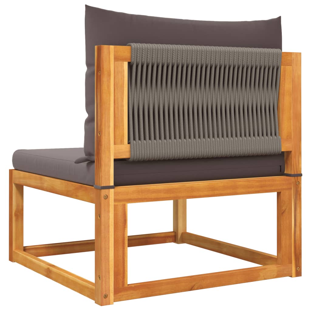 9-tlg. Gartensofa-Set mit Kissen Holz Akazie & Seil