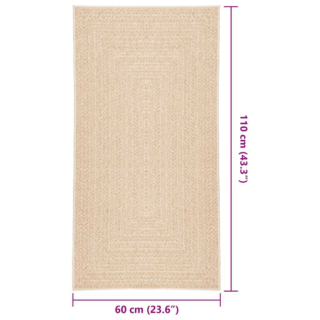 Teppich ZIZUR Beige 60x110 cm Jute-Optik Indoor und Outdoor